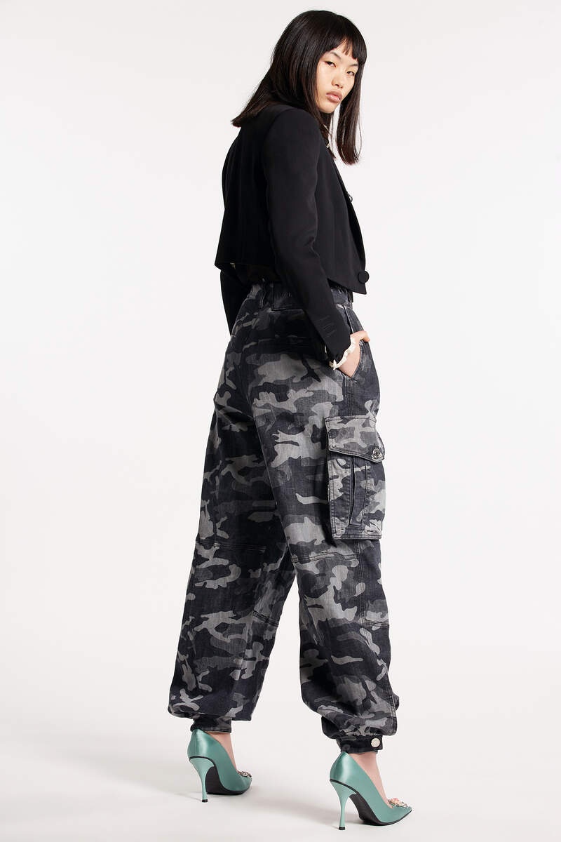 GREY CAMO WASH CARGO PANTS - 2