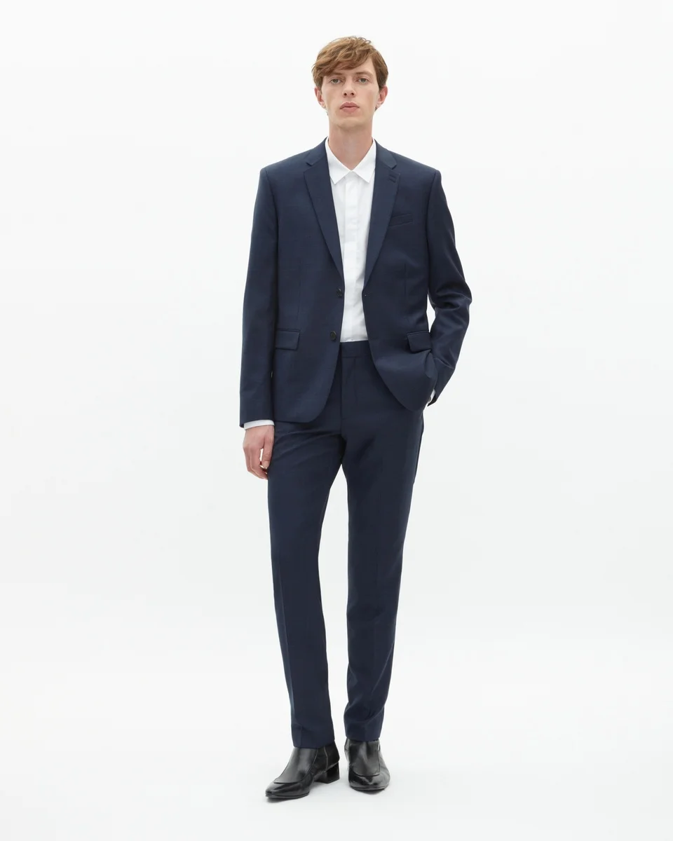 SLIM-FIT SUIT PANTS IN NAVY WOOL - 1