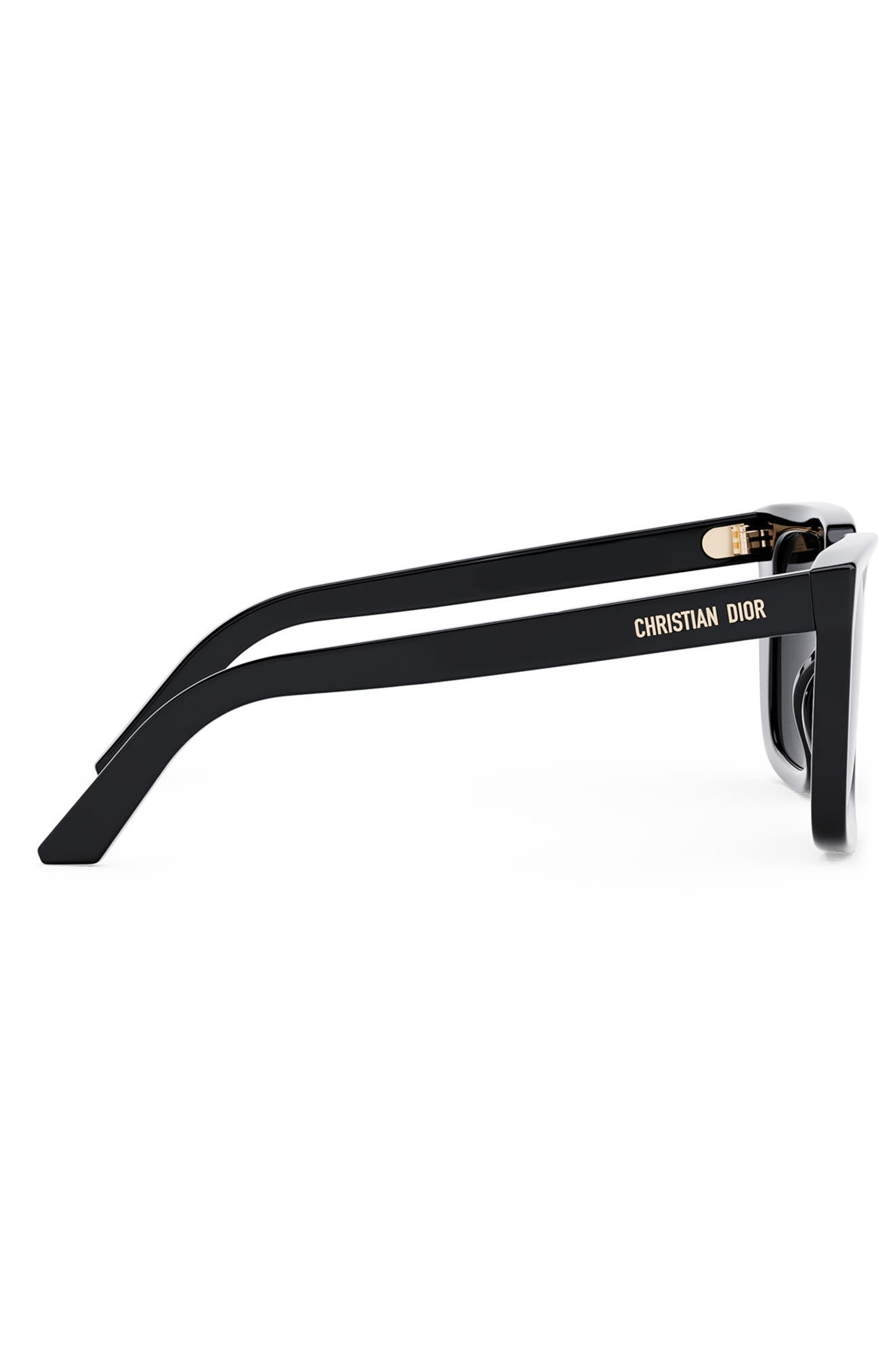 'DiorMidnight S1I 53mm Square Sunglasses in Shiny Black /Gradient Smoke at Nordstrom - 3