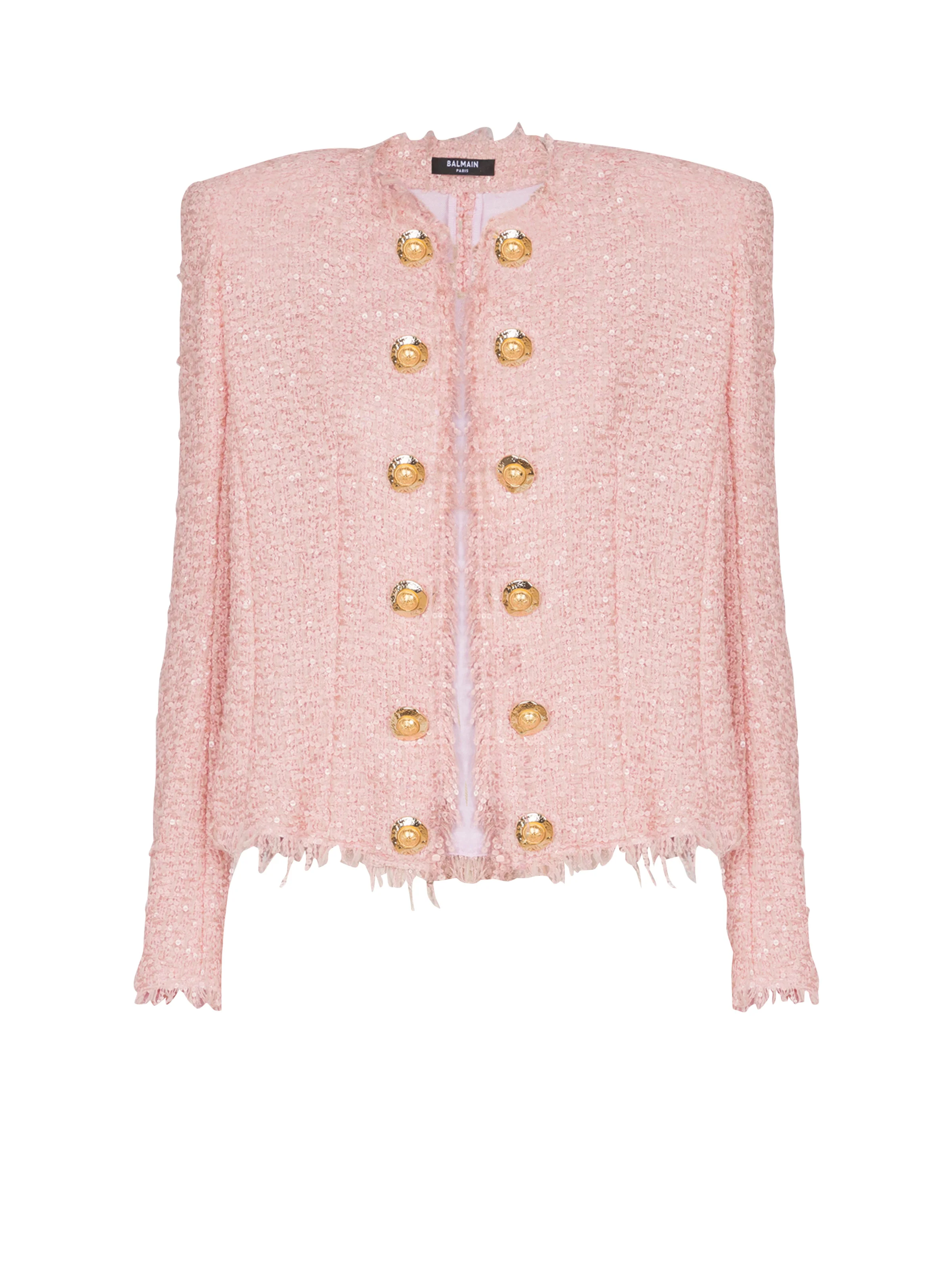 Edge-to-edge sequin tweed jacket - 1