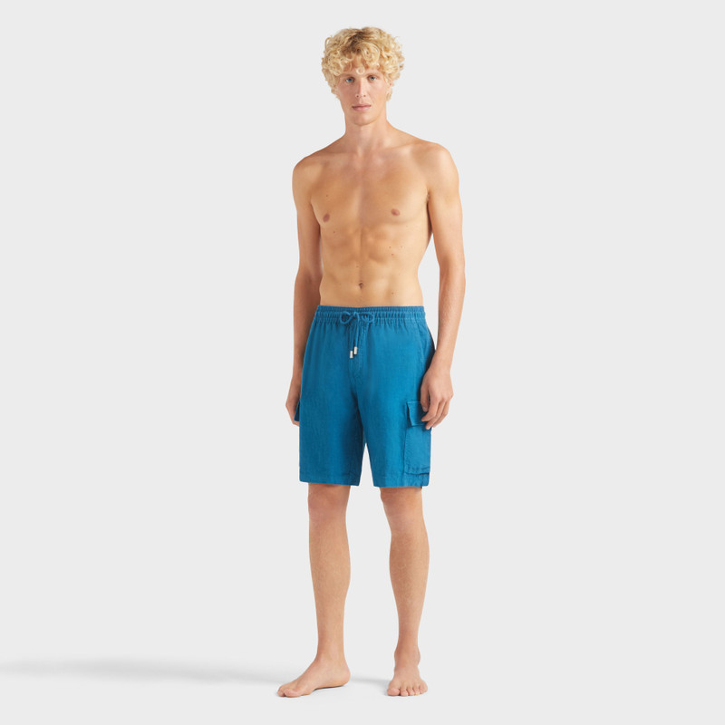 Vilebrequin Men Linen Bermuda Shorts Cargo Pockets outlook