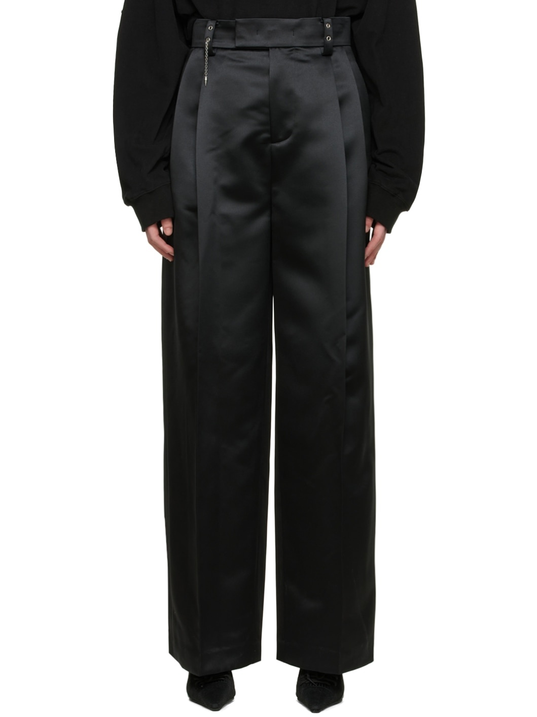 Black Polyester Trousers - 1