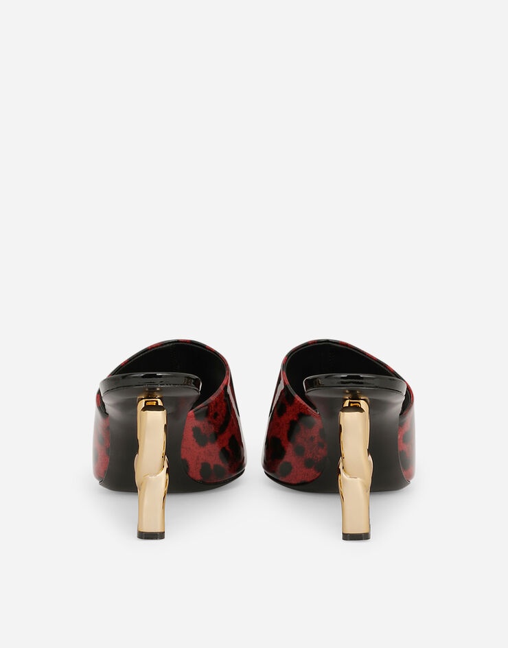 Tiger-print patent leather mules - 3