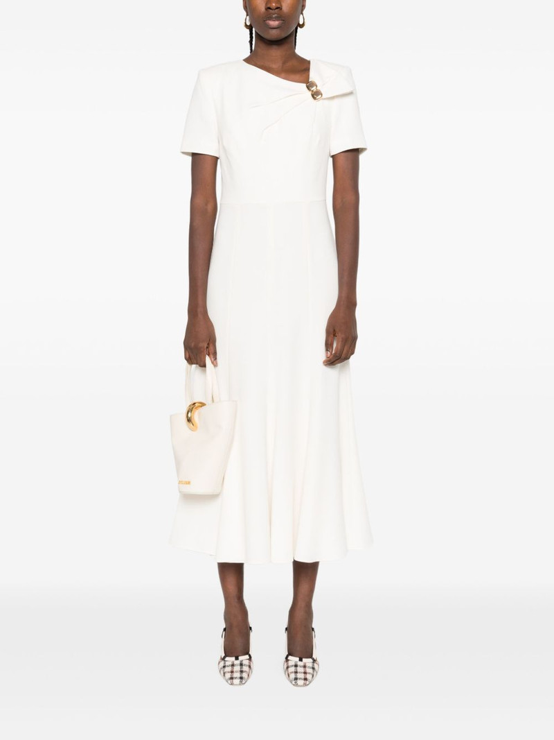 ROLAND MOURET pleated knot-detail midi dress outlook