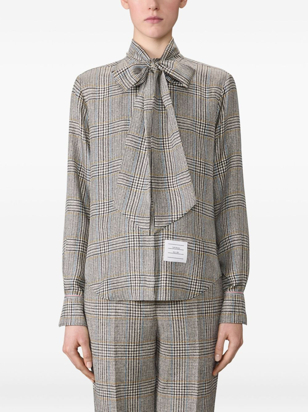 houndstooth-check bow-tie shirt - 3
