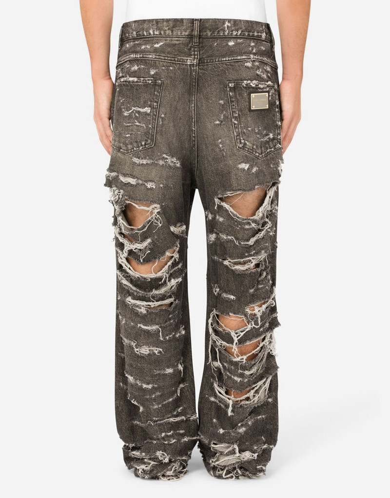 Dolce & Gabbana Oversize gray wash jeans with multiple rips outlook
