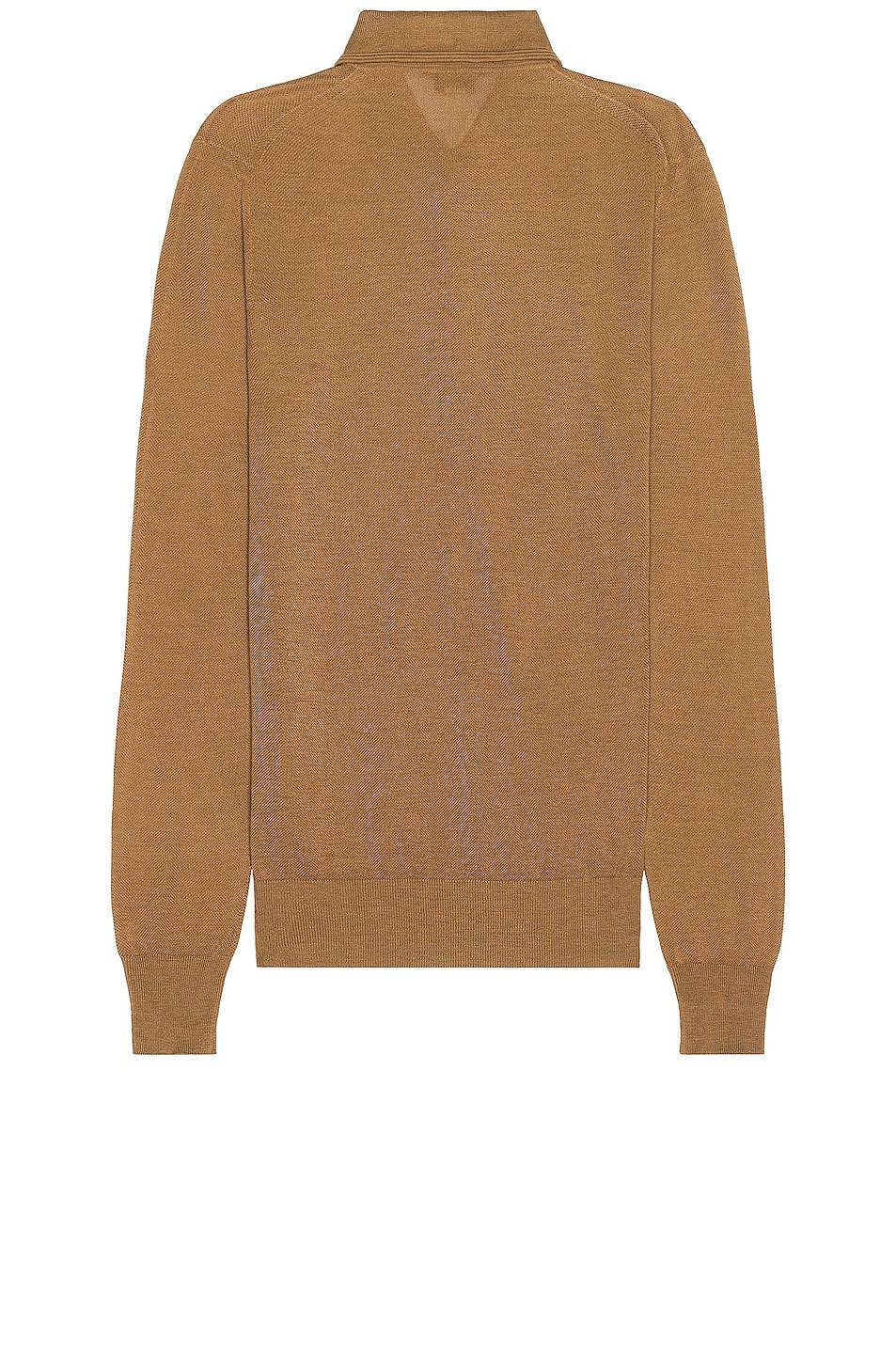 Piquet Long Sleeve Polo In Camel - 2