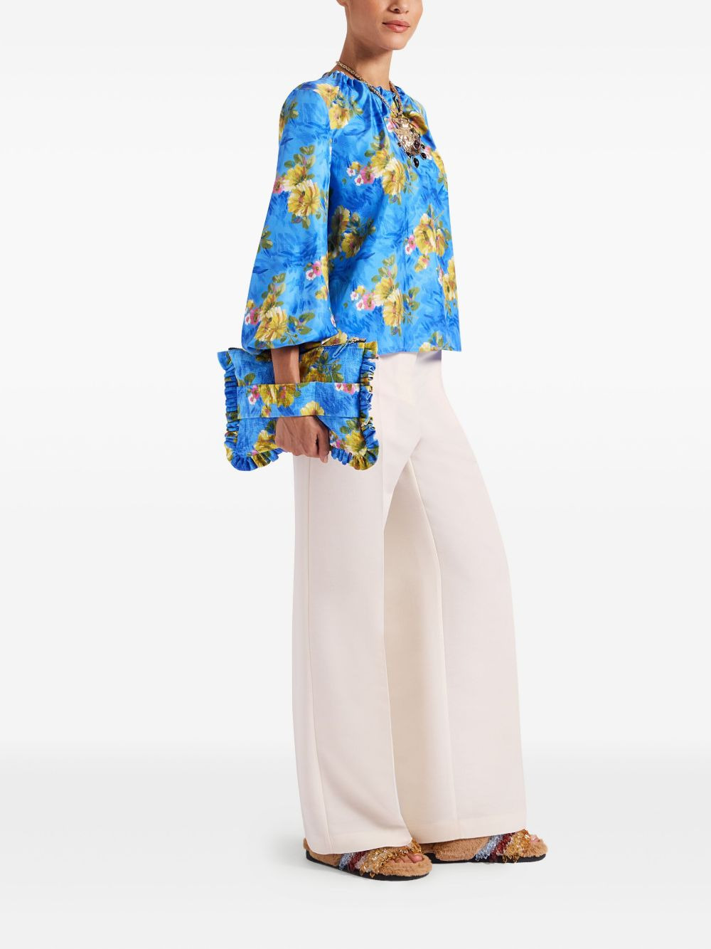 balloon-sleeve floral top - 2