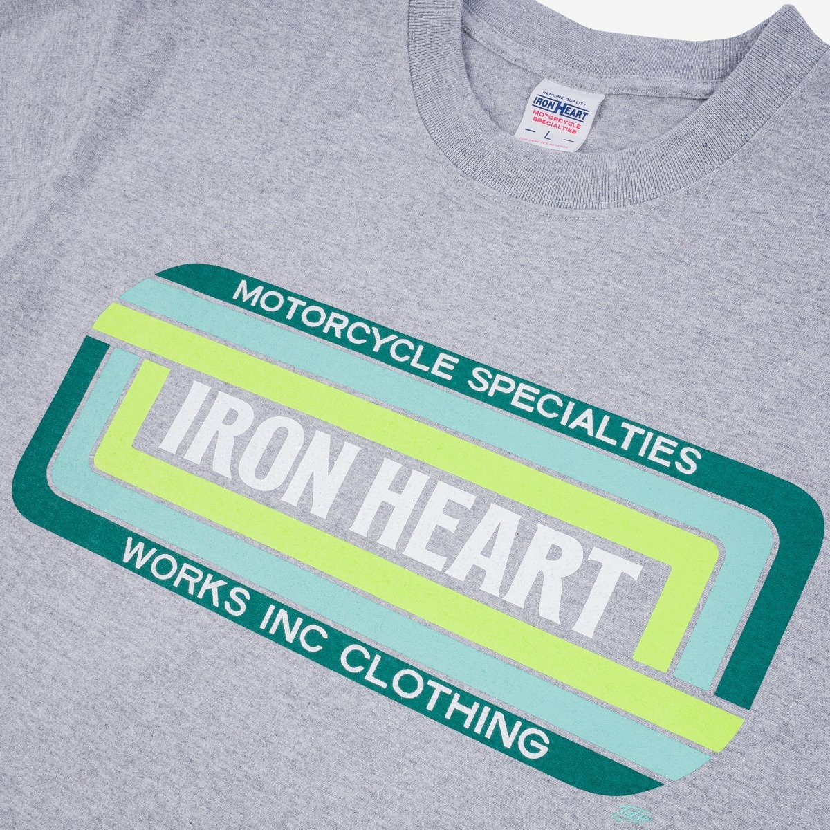IHT-2405-GRY 7.5oz Printed Loopwheel Crew Neck T-Shirt - Grey - 7