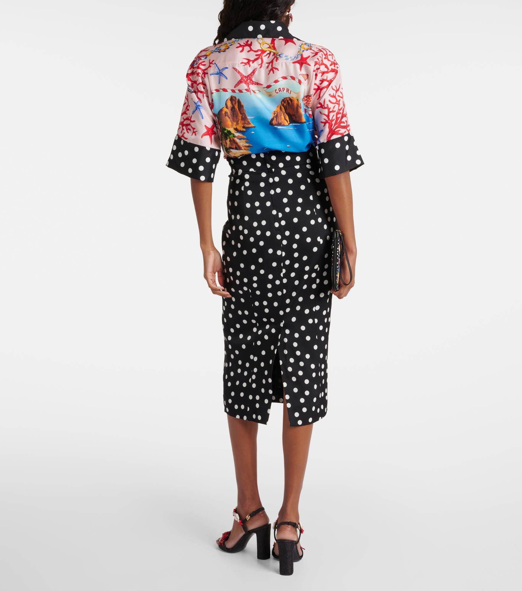 Capri polka-dot silk-blend pencil skirt - 3