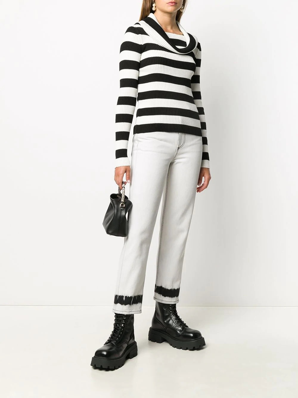 cowl-neck striped jumper - 2