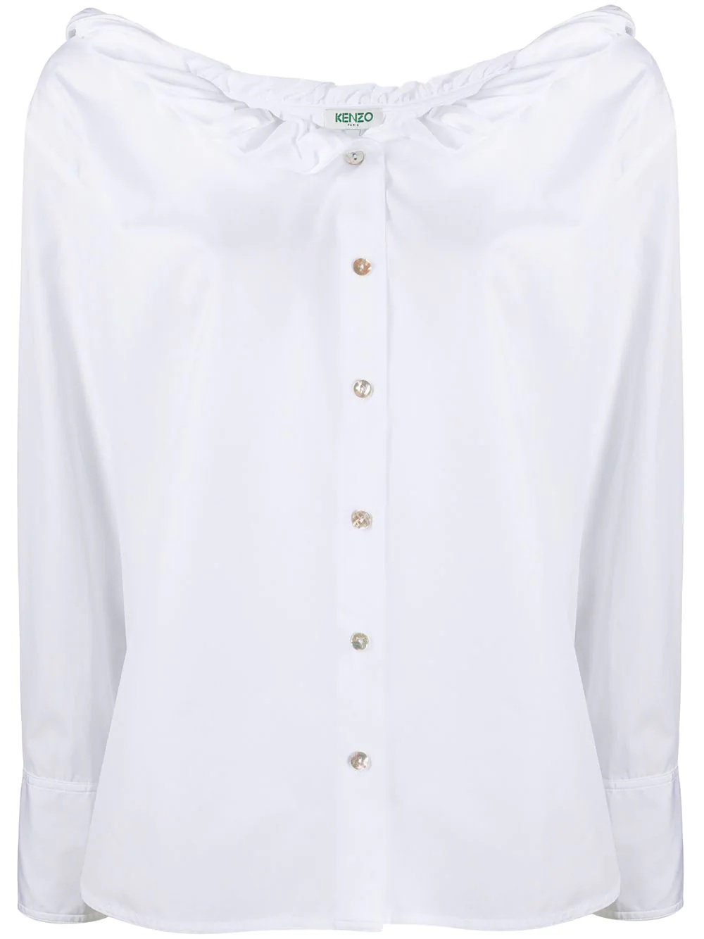 folded-neck cotton shirt - 1