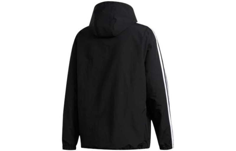 adidas adidas originals Contrasting Colors Stripe Half Zipper Hooded Jacket Black GD2061 outlook