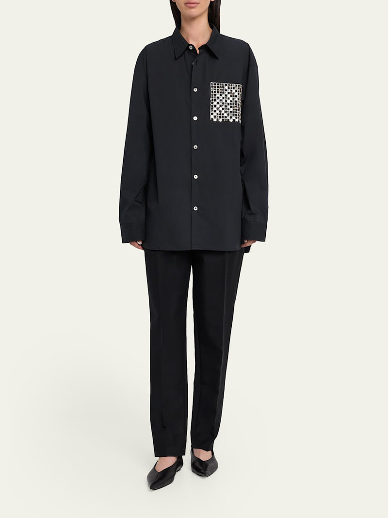 ZANKOV Long-Sleeve Sequined Pocket Shirt outlook