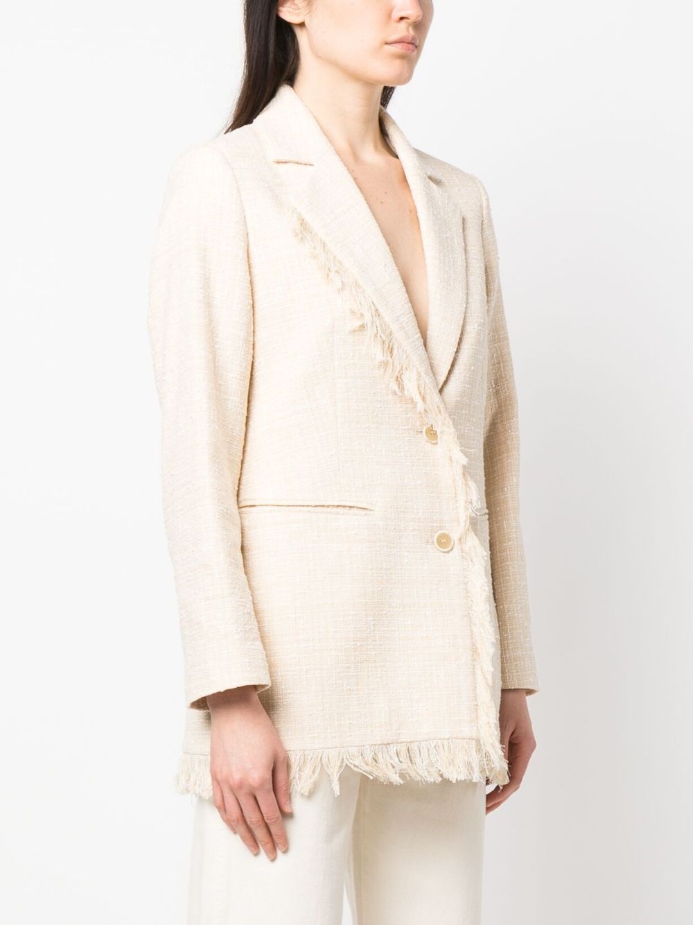 fringed-edge single-breasted blazer - 3