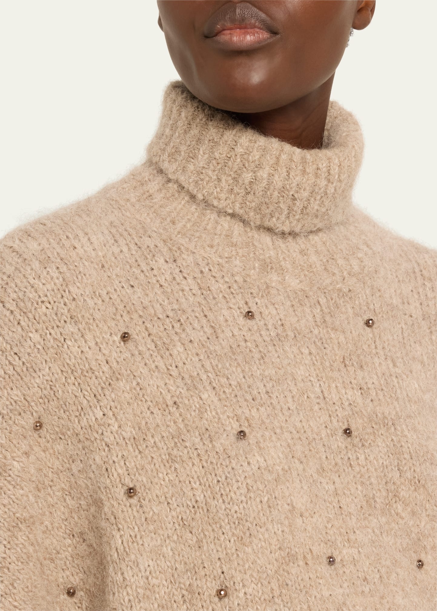 Studded Alpaca Wool Turtleneck Sweater - 5