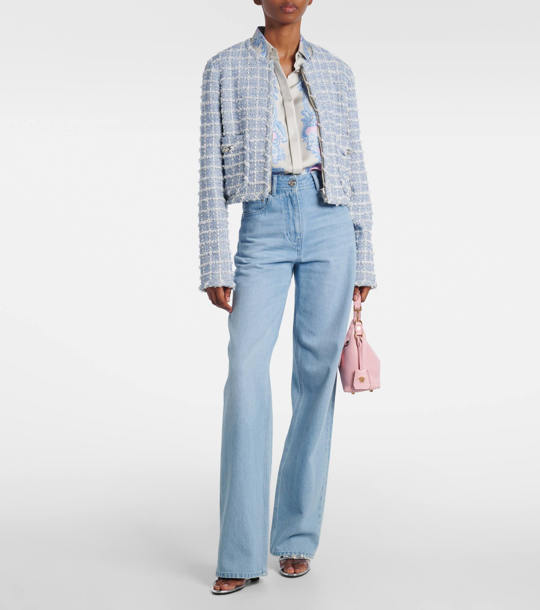 Medusa cropped cotton-blend tweed jacket - 2