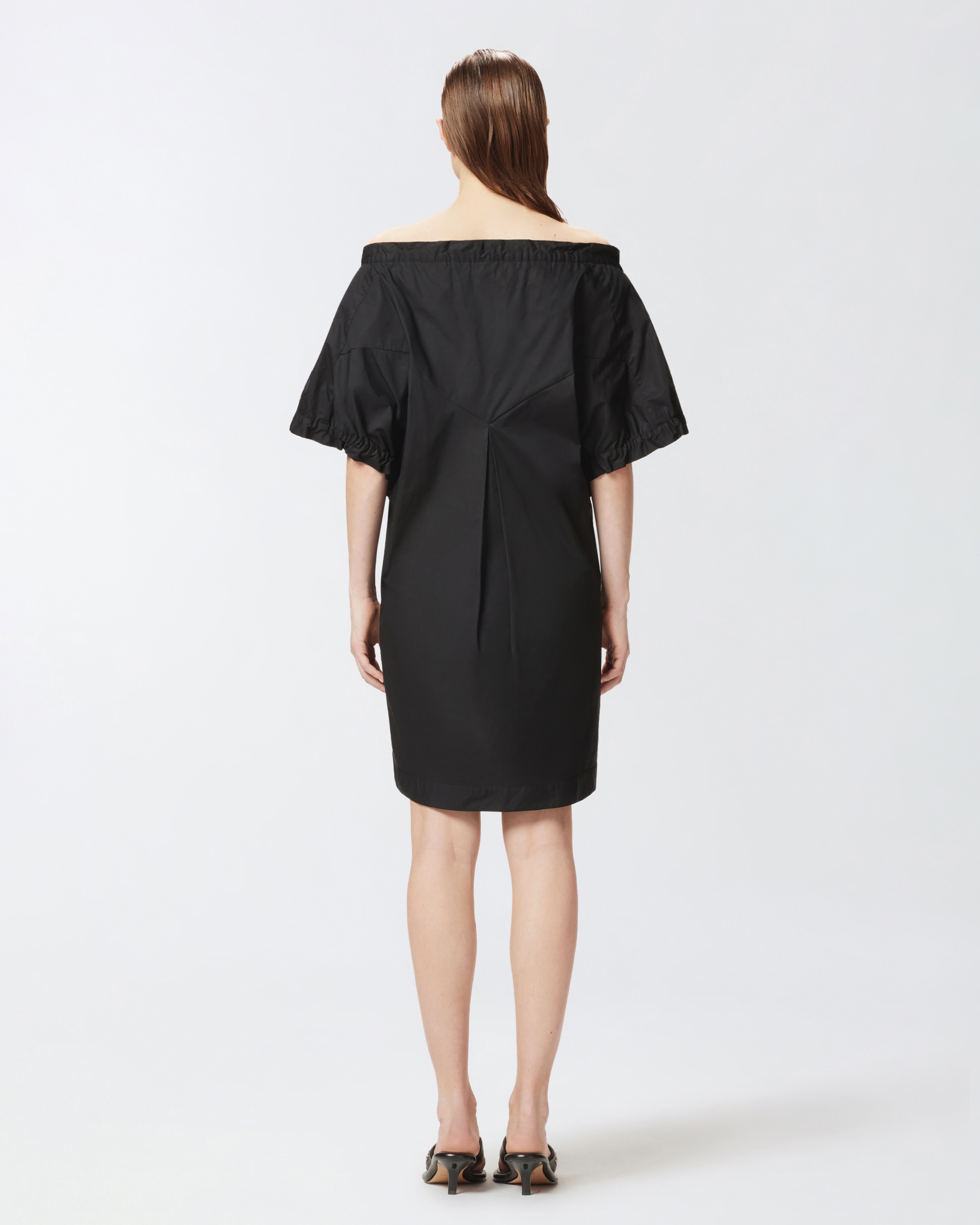 POPLIN MINI DRESS WITH GATHERING AND EYELETS - 4
