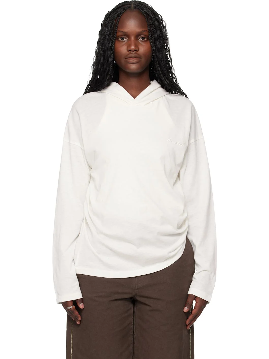 Off-White Holiday Embroidered Classic Fit Long Sleeve Hoodie - 1