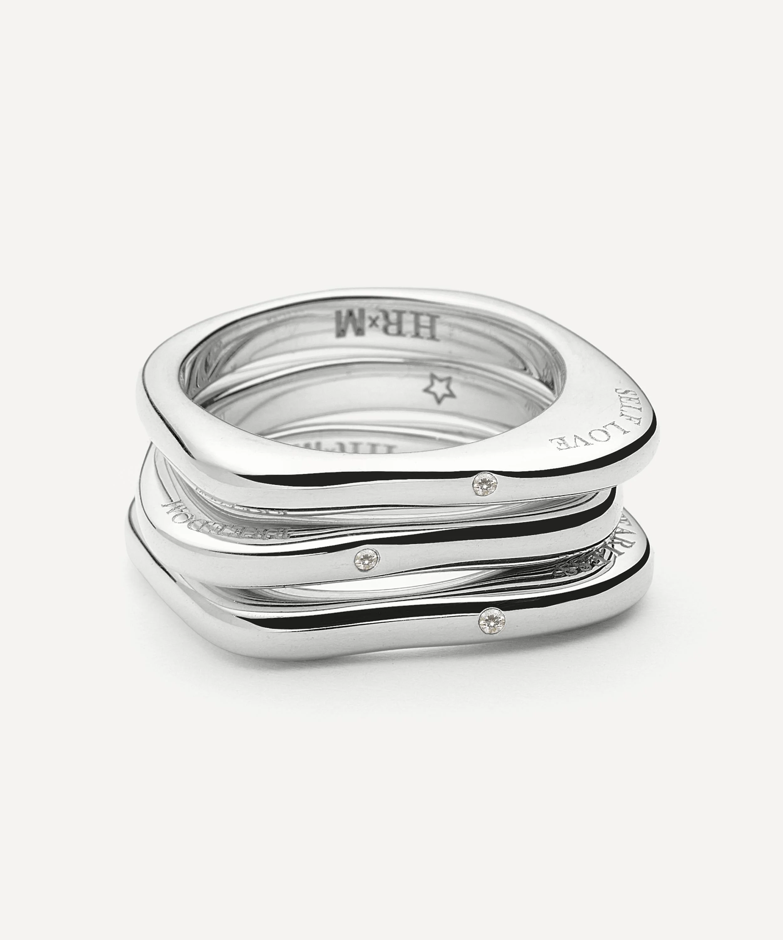 X Harris Reed Silver-Plated Self-Love Stacking Rings - 1