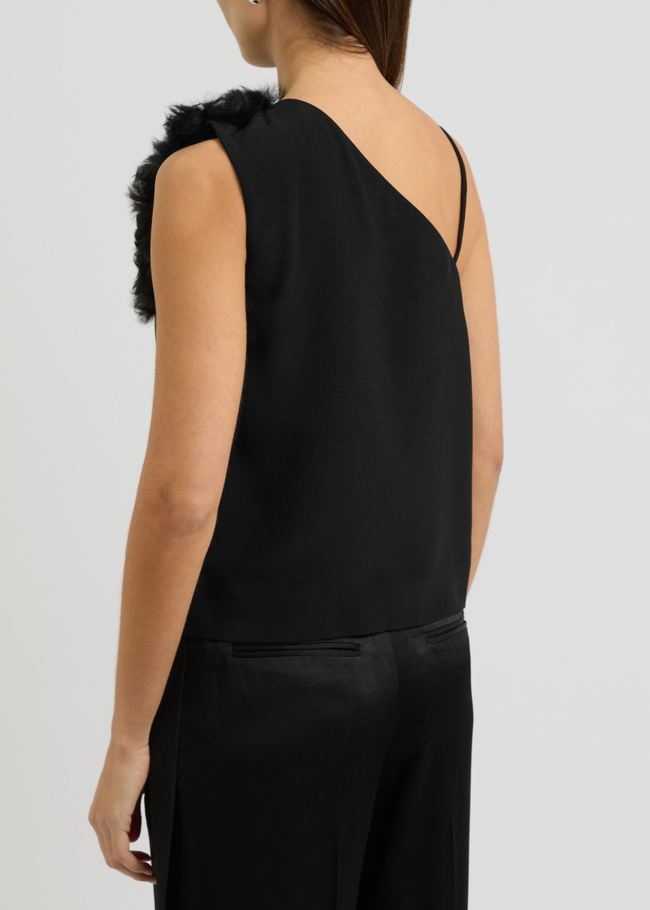 Toteme One-shoulder Shearling and Woven top - 3