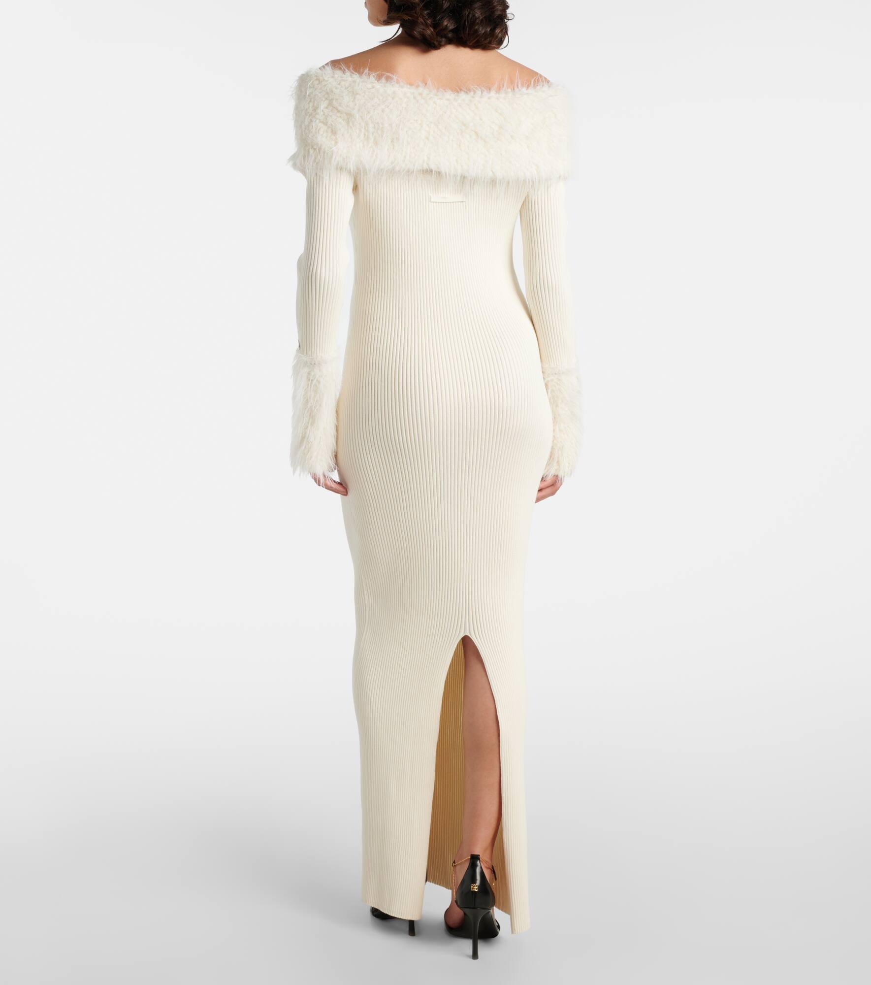 Ribbed-knit faux fur-trimmed maxi dress - 3