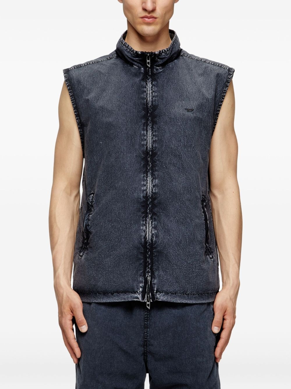 J-Erb denim-effect sleeveless gilet - 3