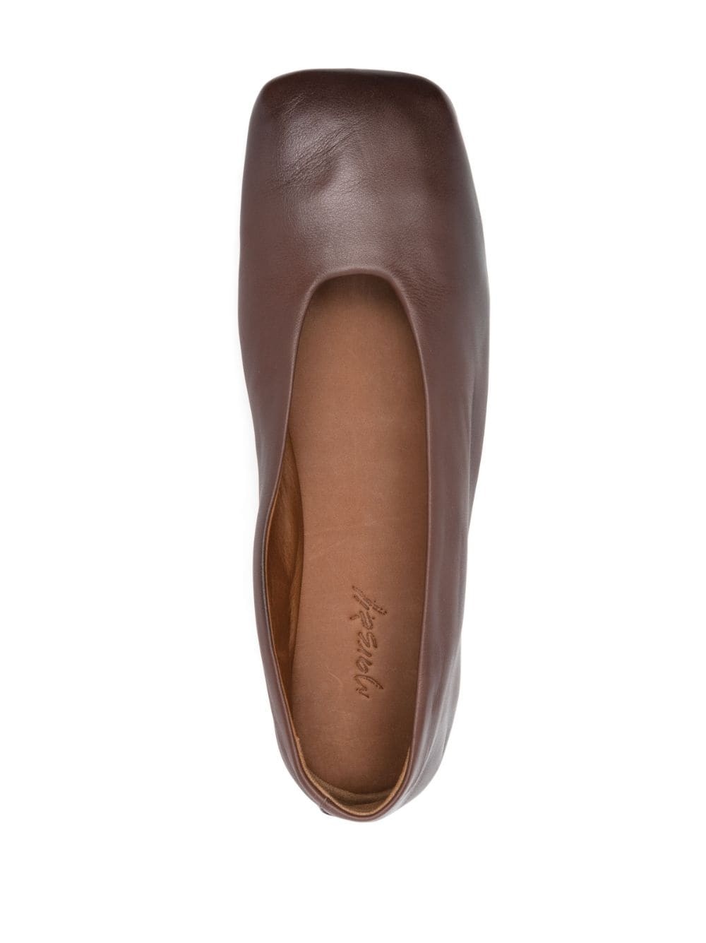 square-toe leather ballerina shoes - 4