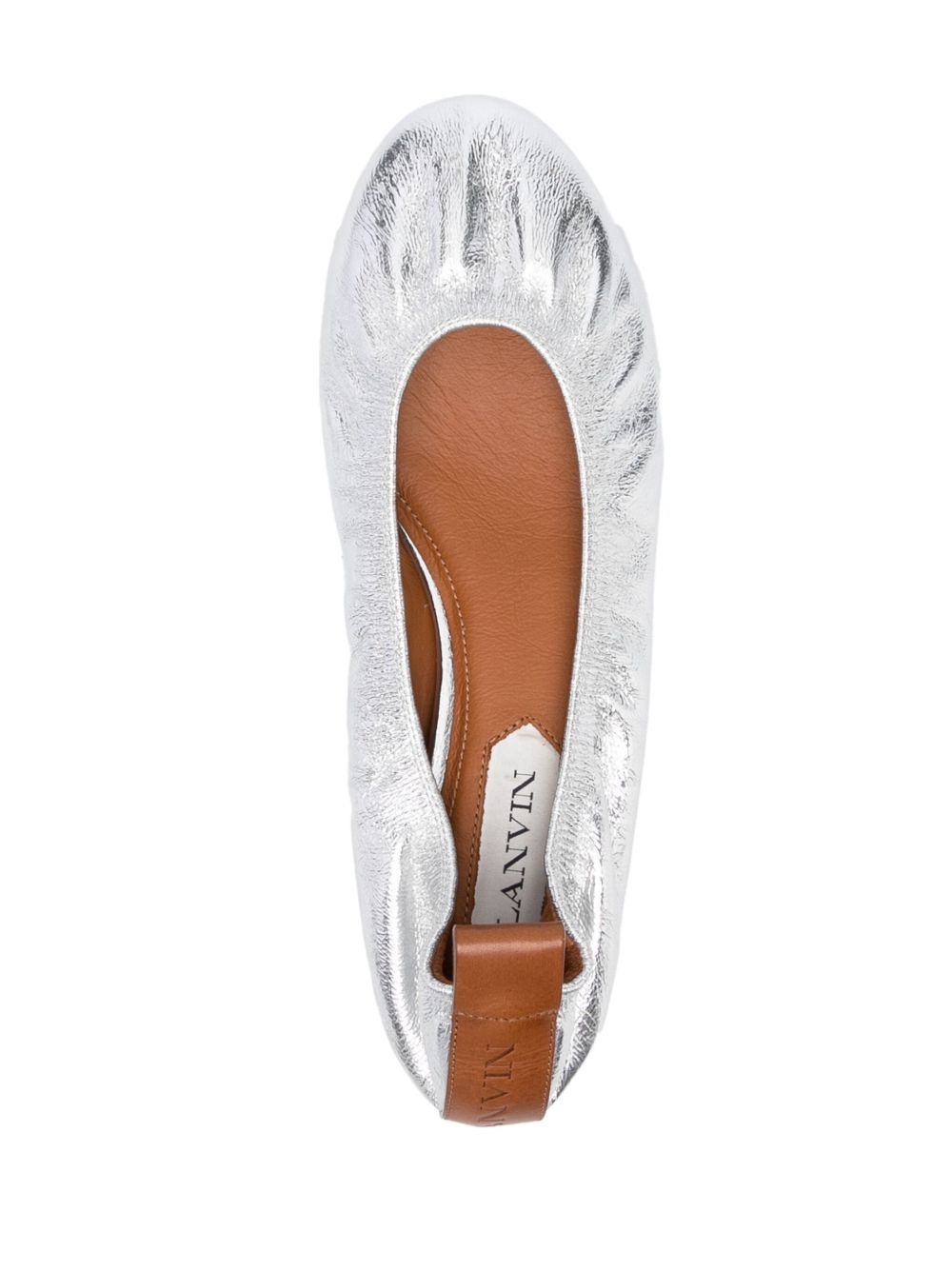 metallic leather ballerina shoes - 4