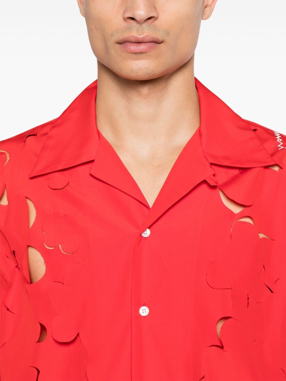 logo-embroidered cut-out shirt - 5
