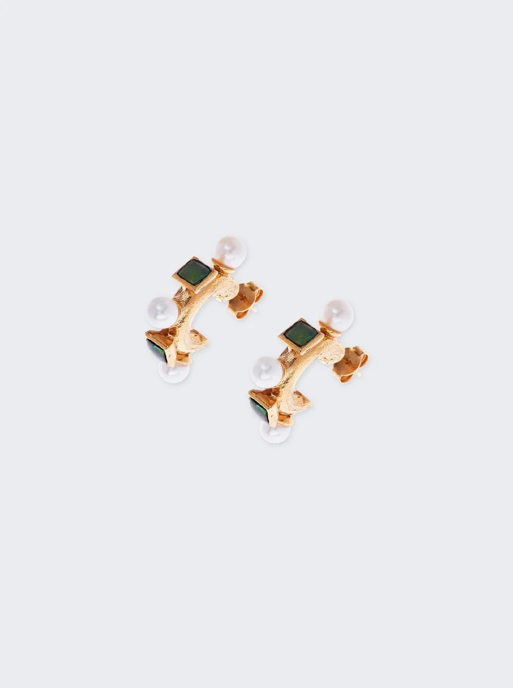 The Travellers Path Pearl And Tourmaline Earrings 24k Gold Plated - 1