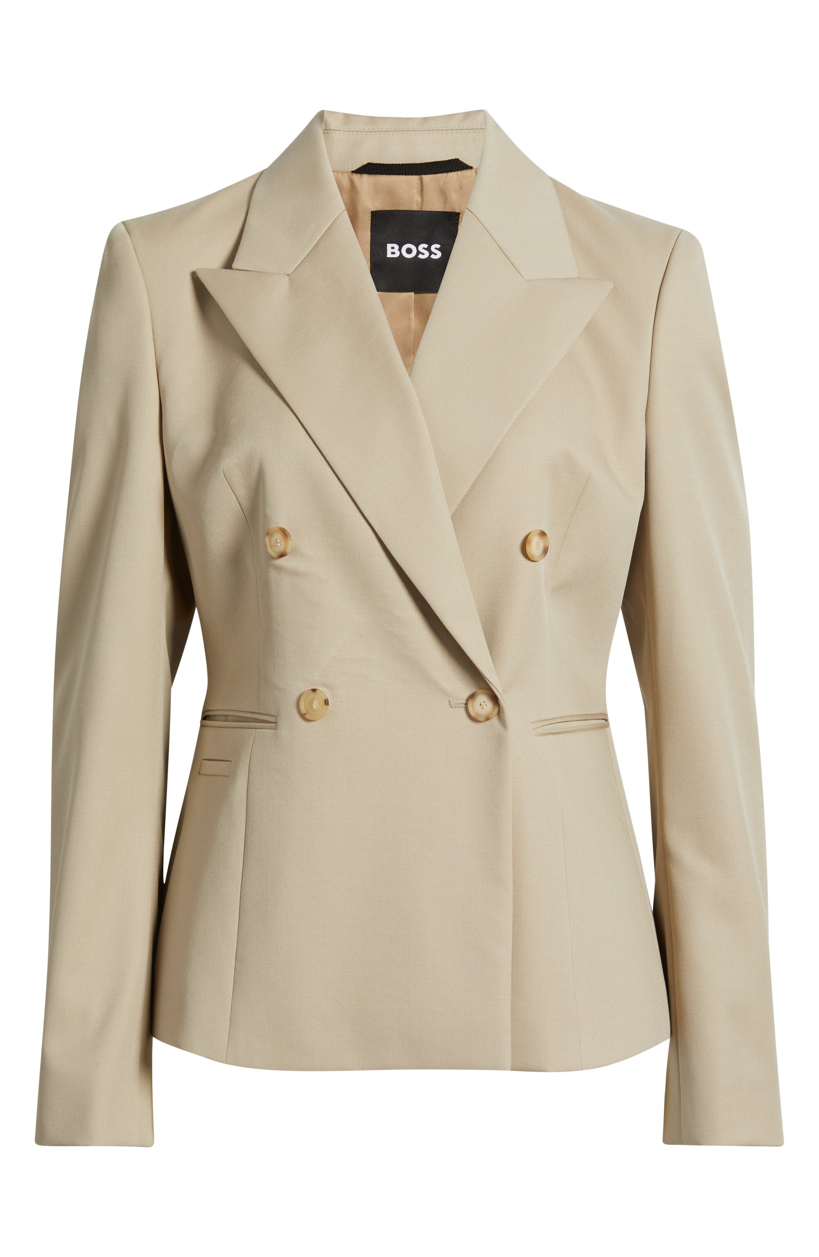 BOSS Jiamia Double Breasted Virgin Wool Blazer in Pumice at Nordstrom - 6