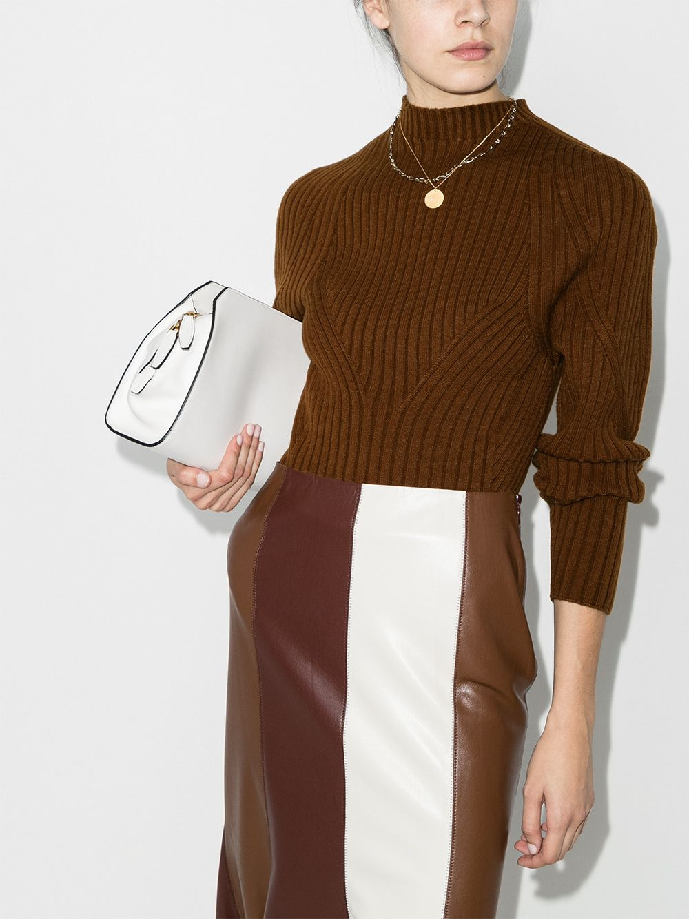 mock neck cutout back jumper - 2