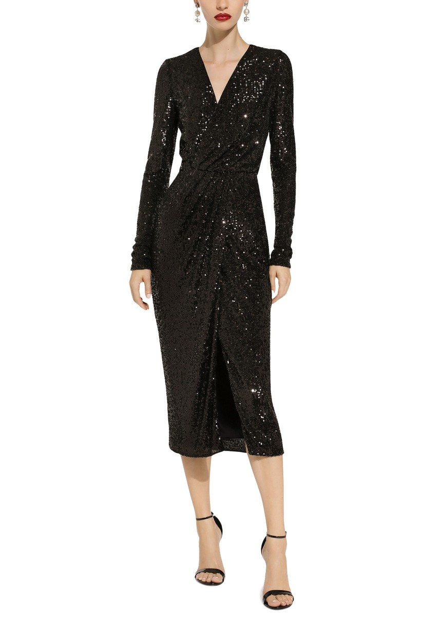 Micro-sequined calf-length dress - 2