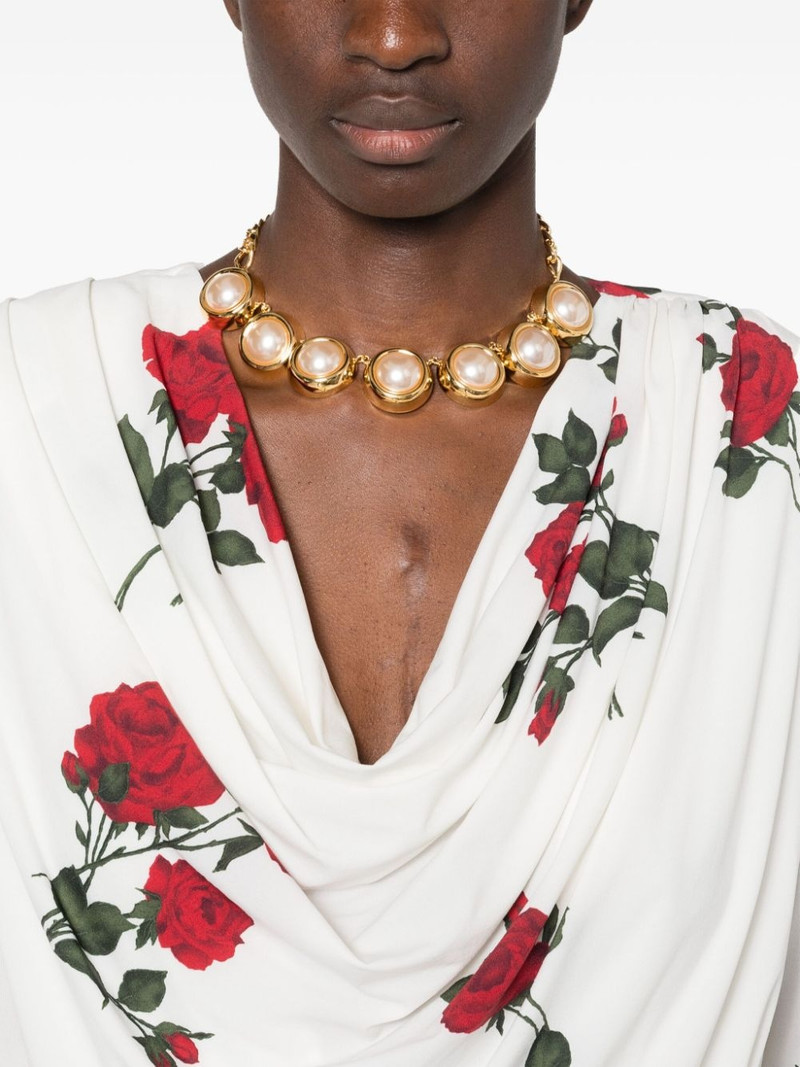 Alessandra Rich faux-pearl curb-chain necklace outlook
