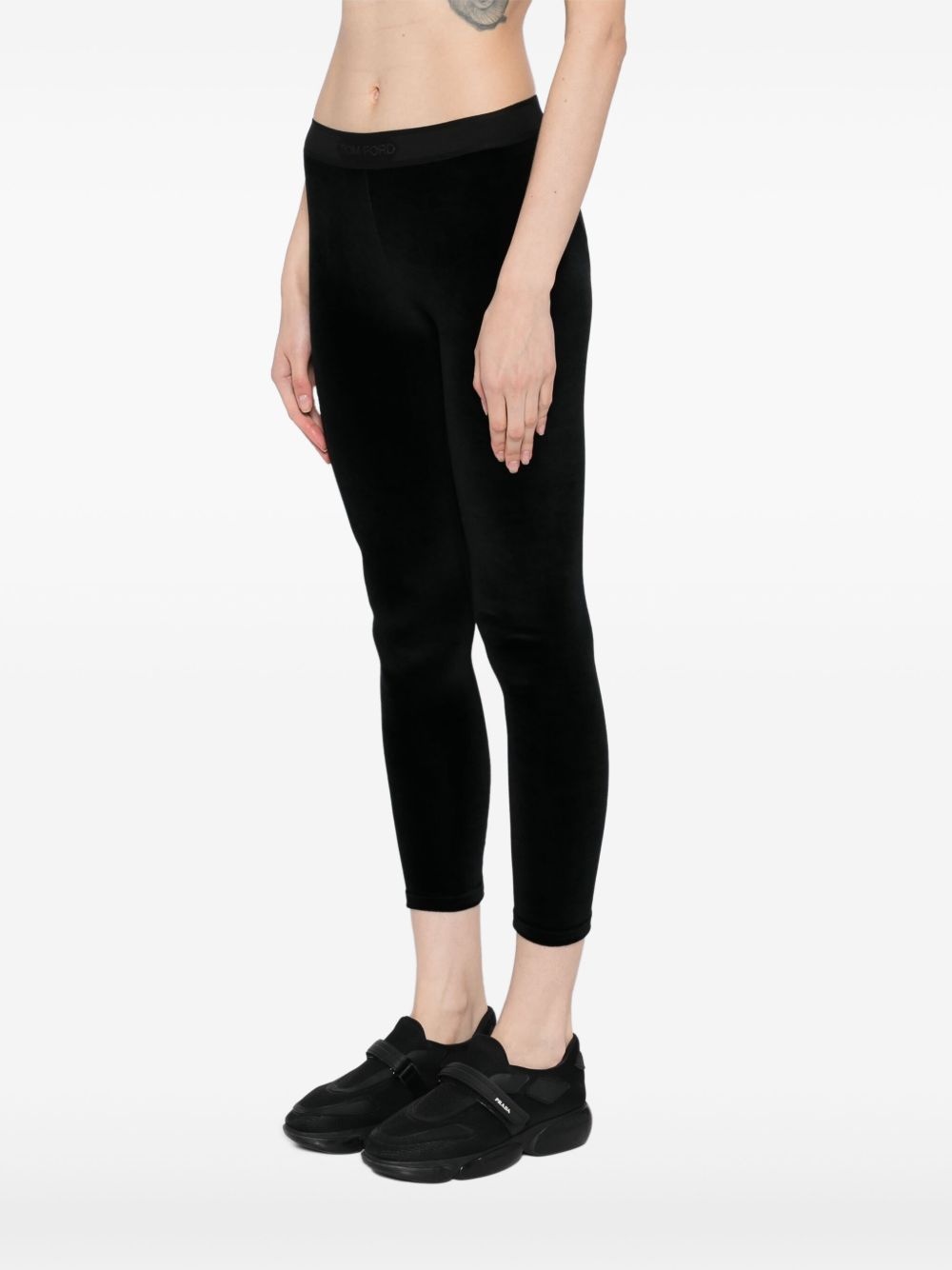 lustrous velour signature leggings - 3