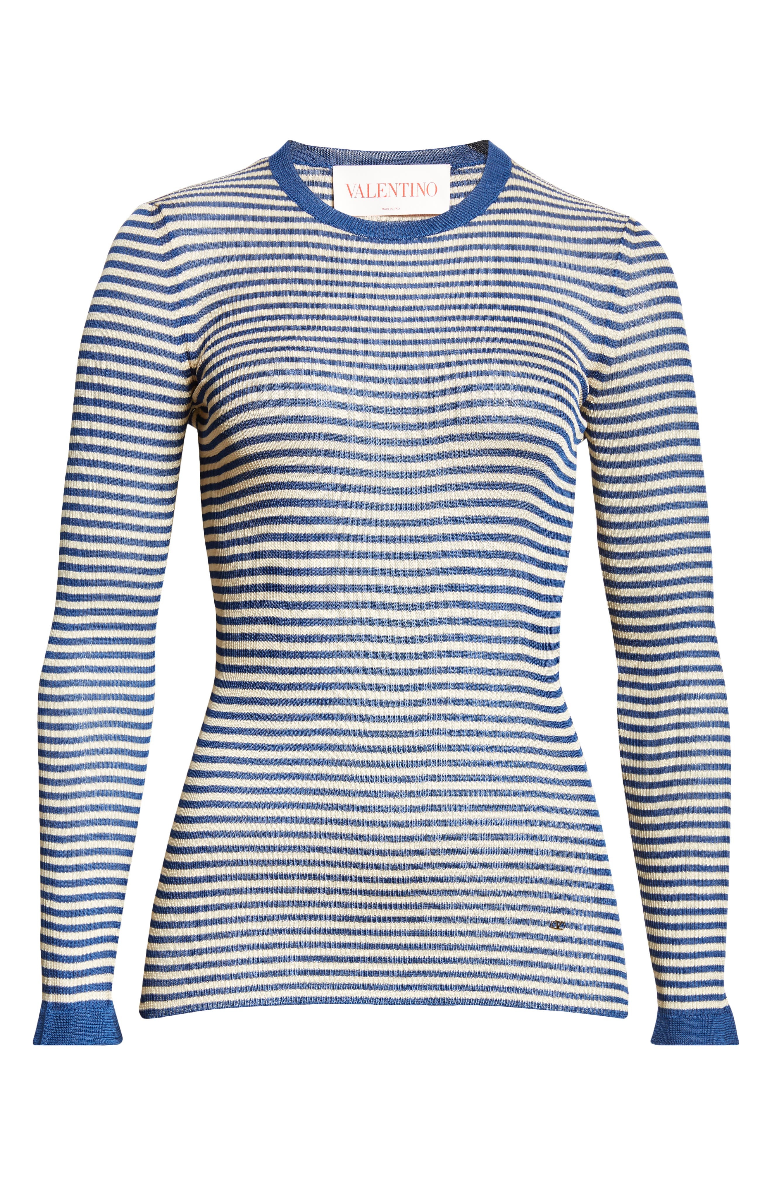 Valentino Garavani Striped Silk Sweater in Blue Multi at Nordstrom - 5