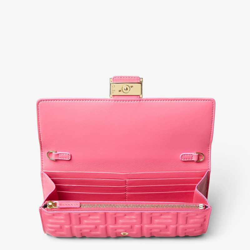 Baguette Continental Wallet With Chain Fuchsia nappa leather wallet with FF motif 4