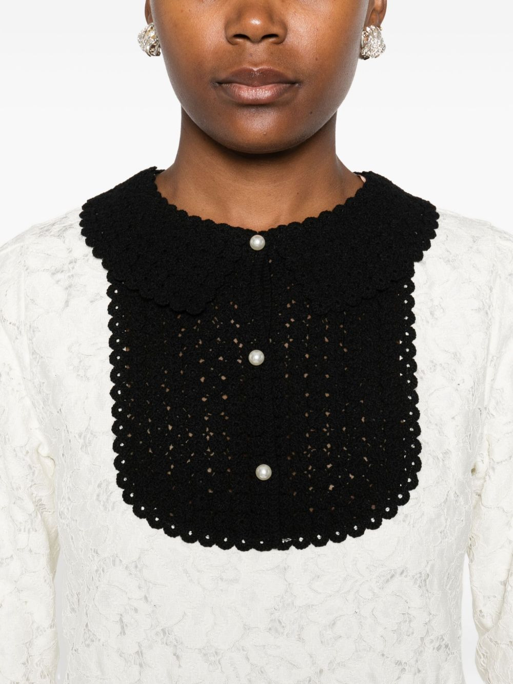 crochet-trimmed lace dress - 5