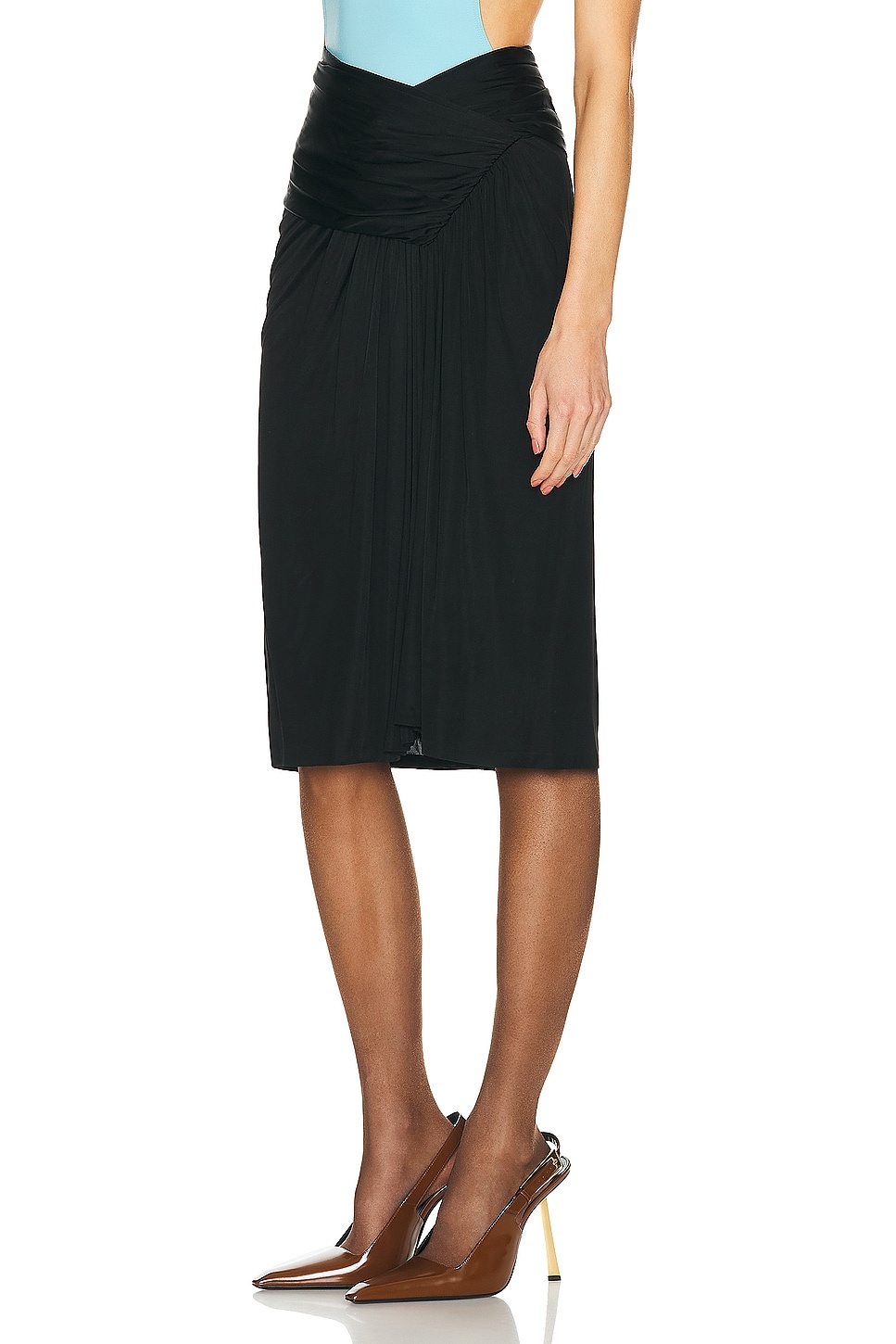 Jersey Ruched Midi Skirt - 3