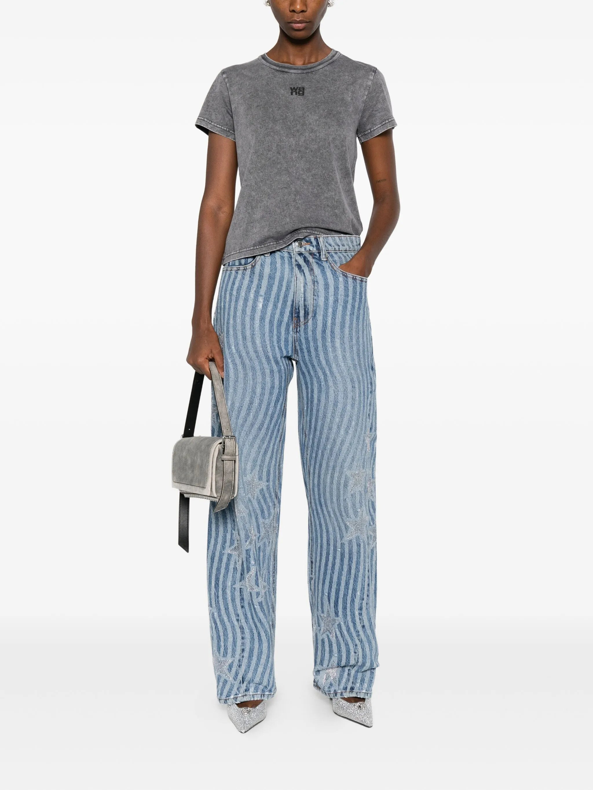 wave-print star-embellished jeans - 2