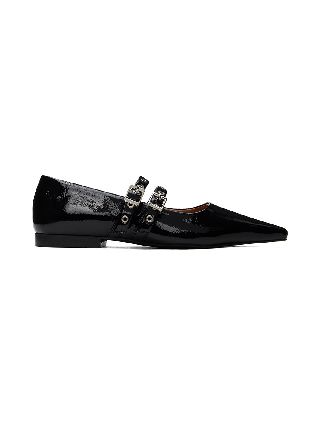 Black Eyelets Ballerina Flats - 1