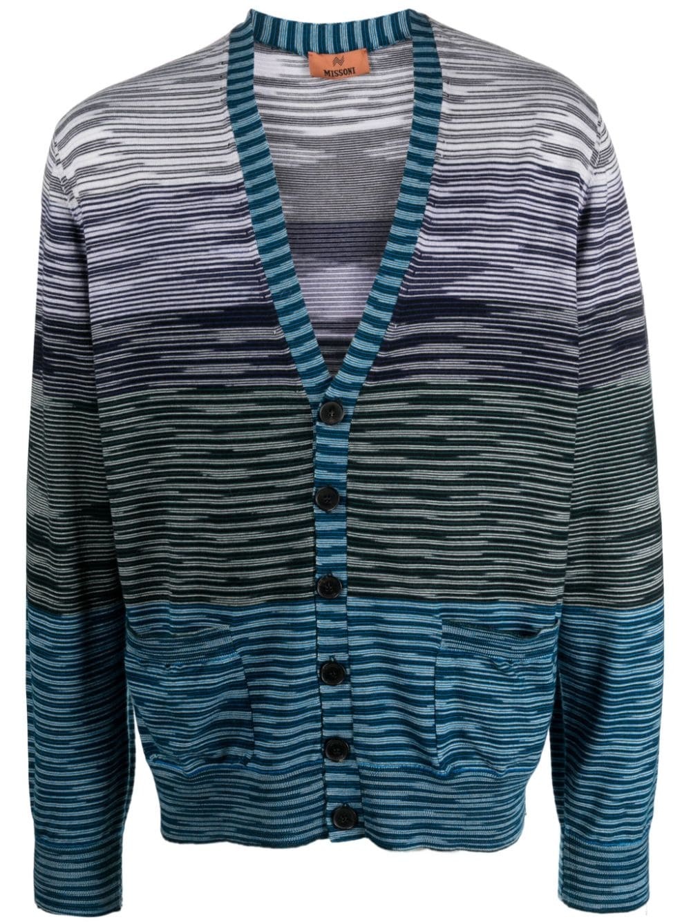striped V-neck wool cardigan - 1