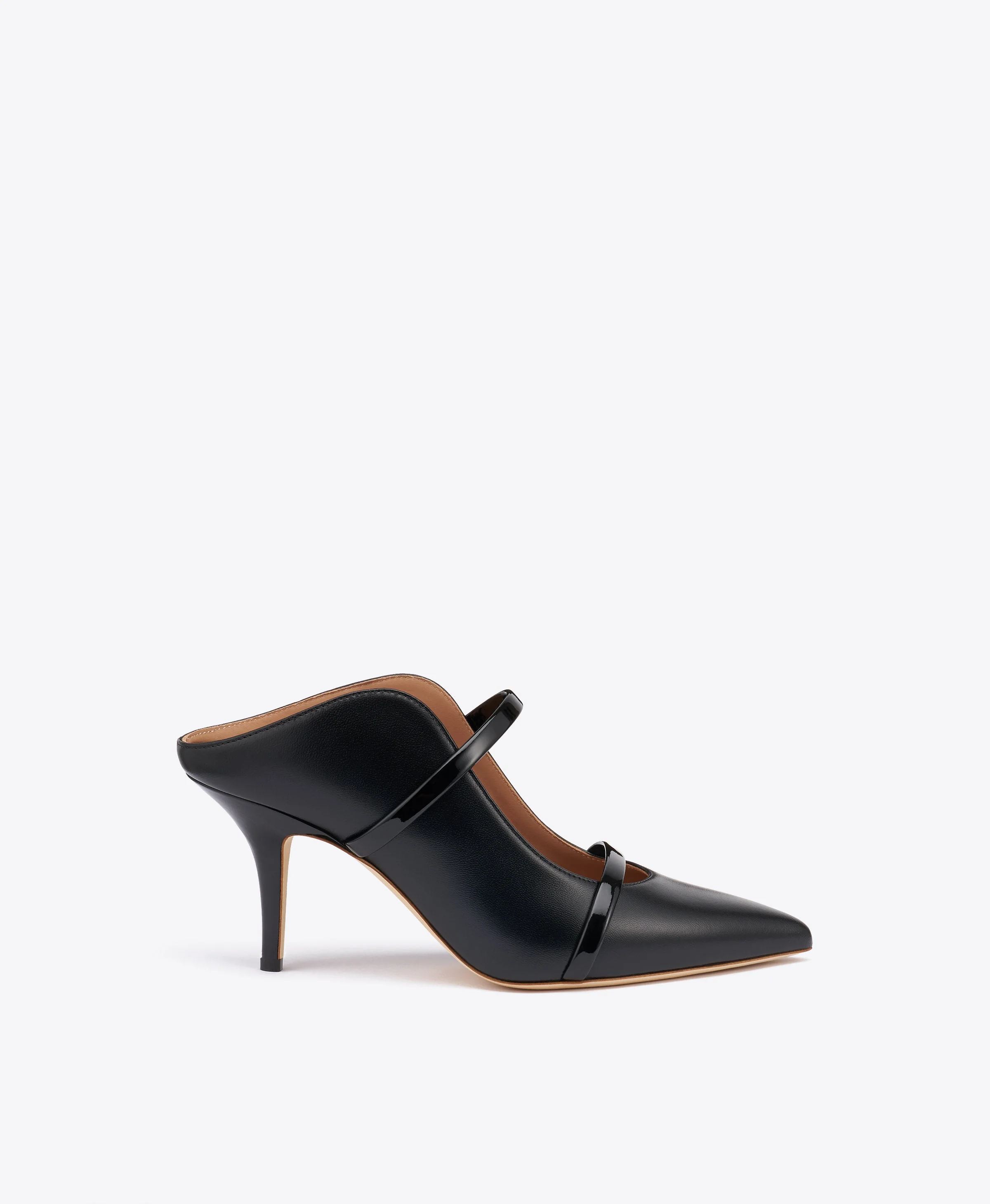 Maureen 70 Black Leather Heeled Mules - 1