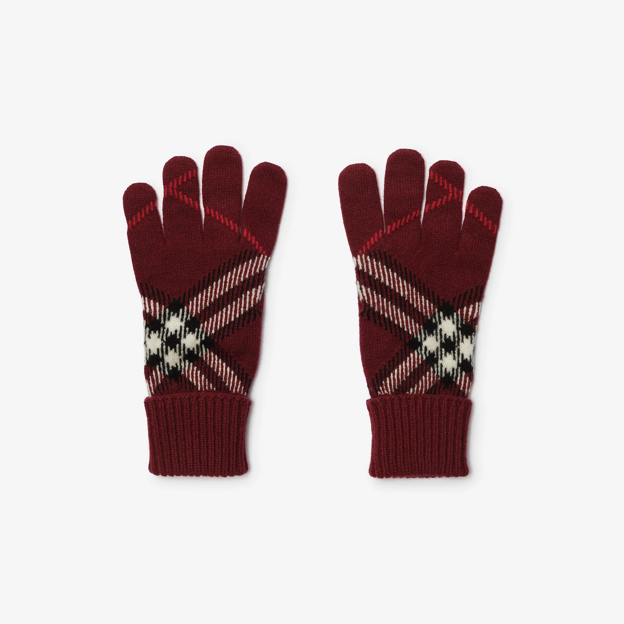 Check Cashmere Blend Gloves - 1