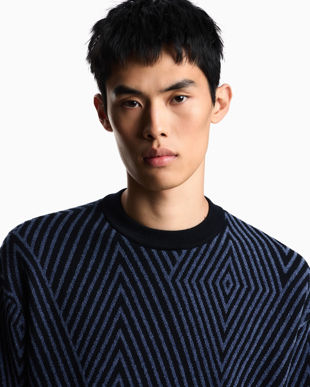 VIRGIN WOOL-BLEND JUMPER WITH OP-ART JACQUARD WITH OVERSIZED DIAMONDS - 5