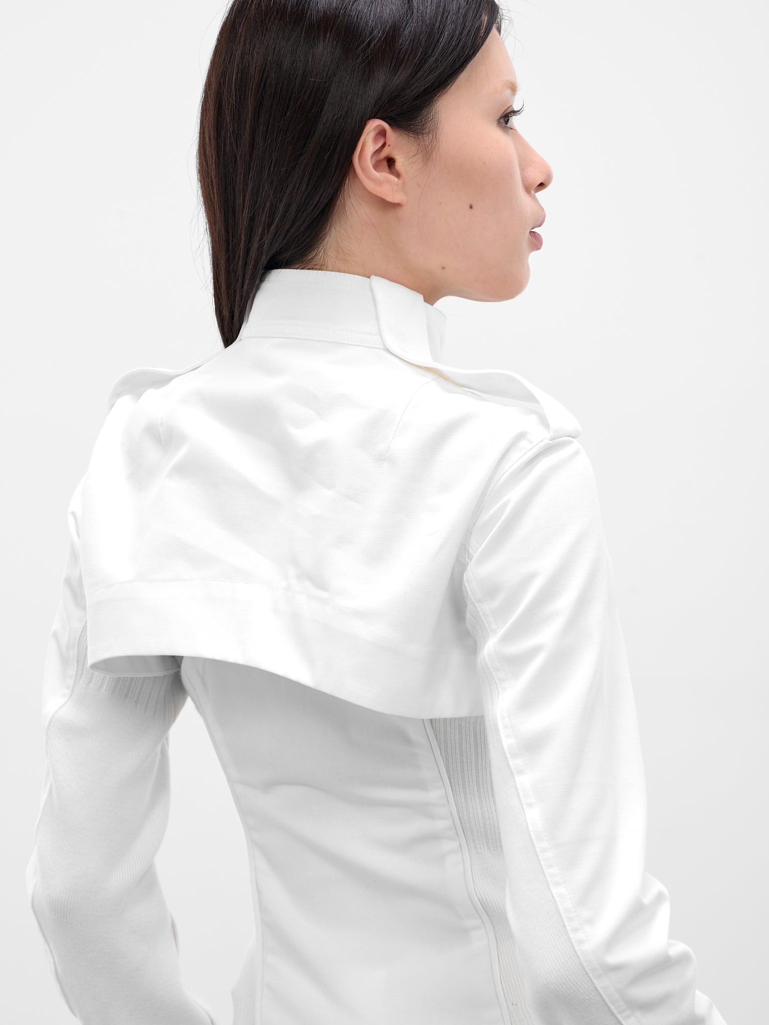 White Double Layered Moto Jacket - 4