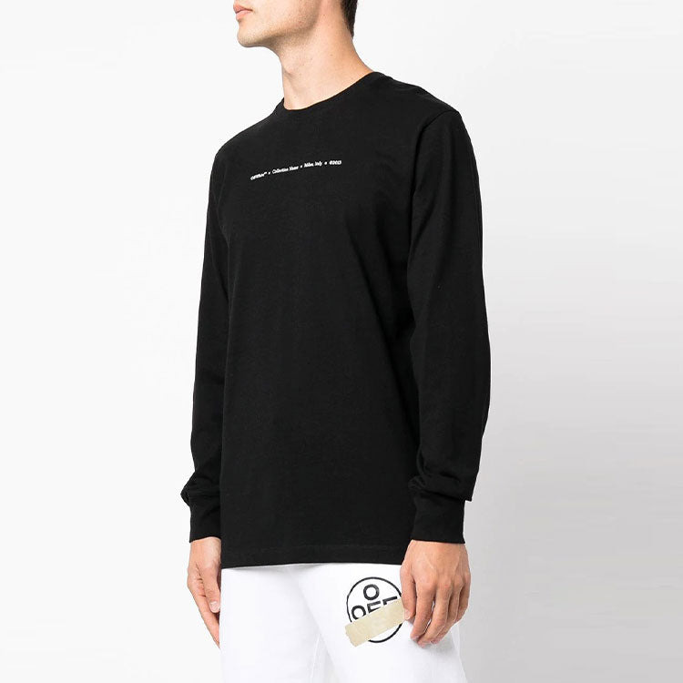 Off-White Cotton Arrow Logo Printing Round Neck Long Sleeves Black OMAB001F21JER0021084 - 4