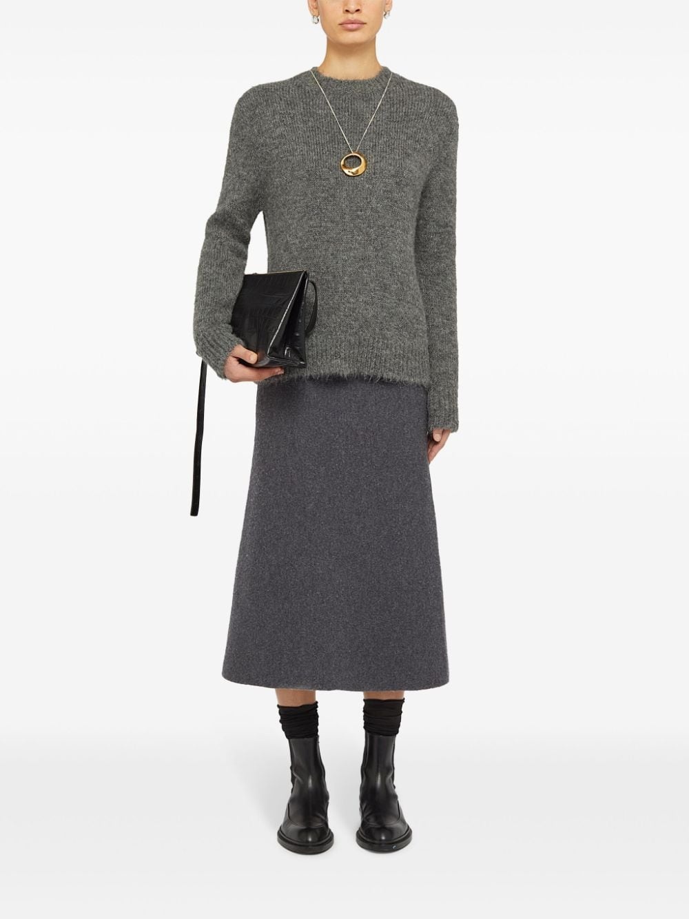 wool A-line midi skirt - 2