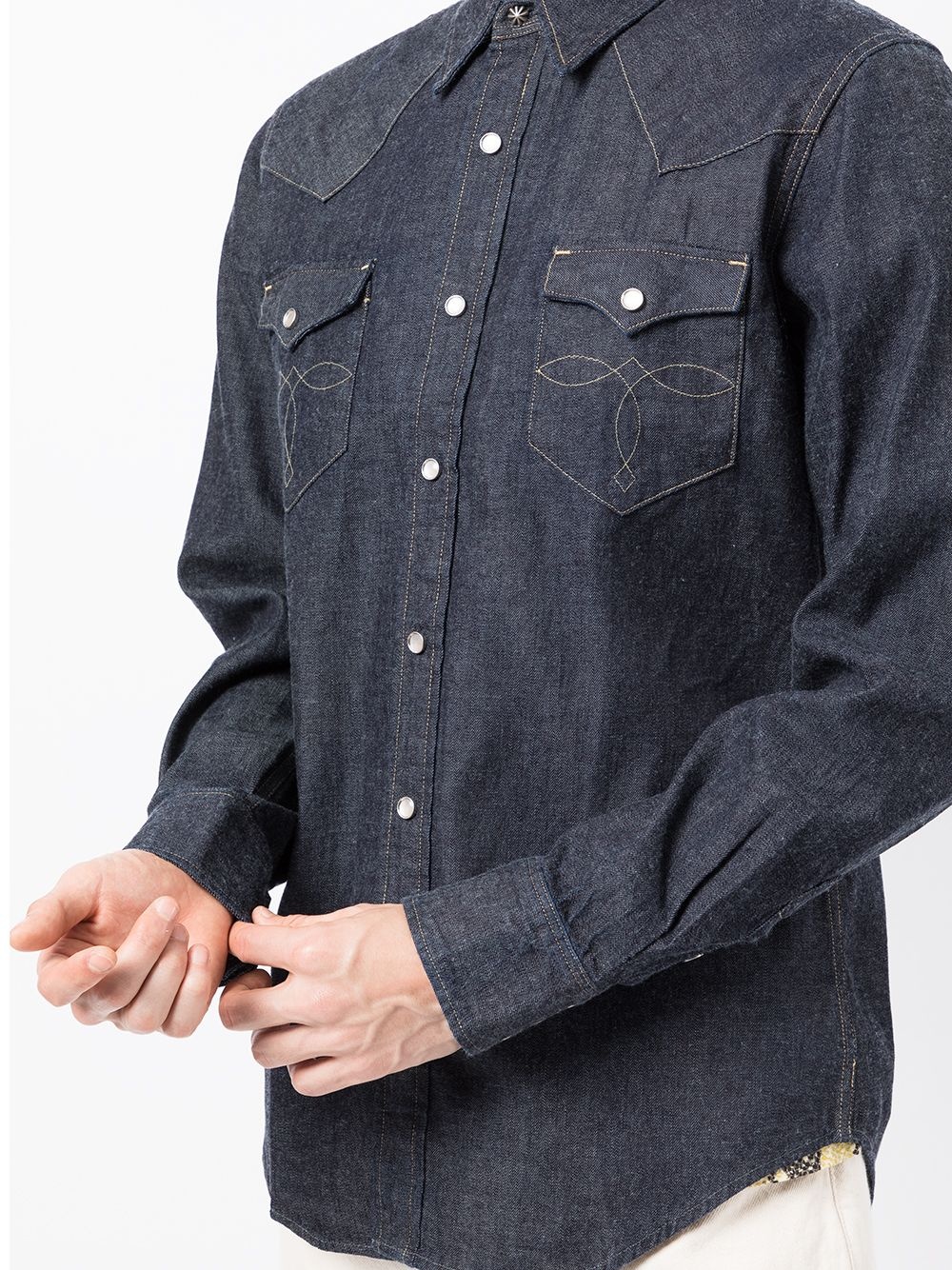 long-sleeve denim Western shirt - 5